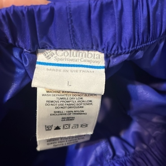 Columbia purple lightweight windbreaker snowpants youth size large - Picture 4 of 4